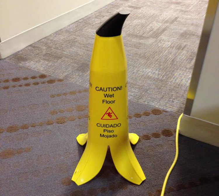 Banana wet floor sign
