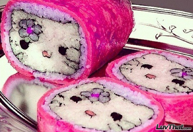 hello kitty pink sushi art