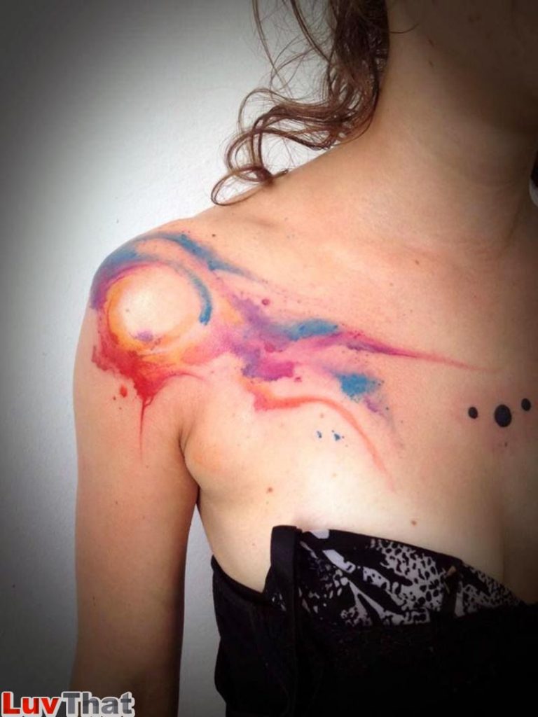 abstract swirls of color watercolor tattoo