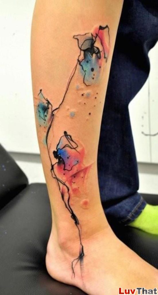 abstract_flowers_watercolor_leg_tattoo