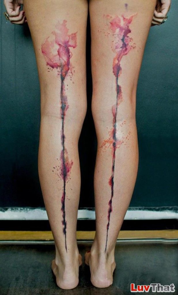 beautiful abstract watercolor flowers - back of legs