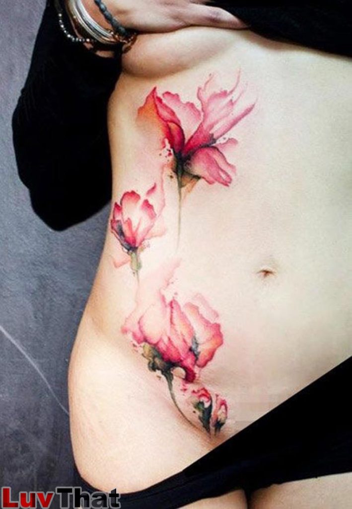 watercolor flowers tattoo large