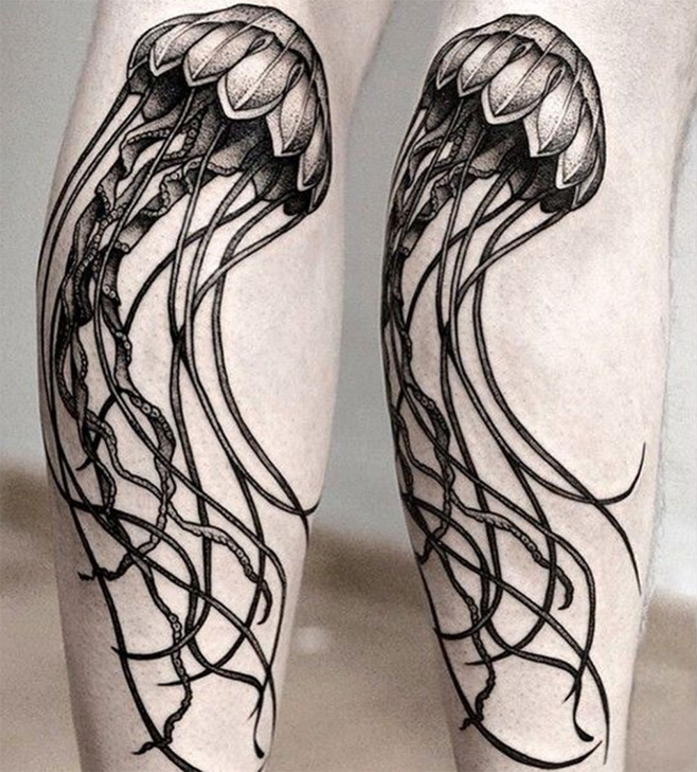 black ink jellyfish tattoos