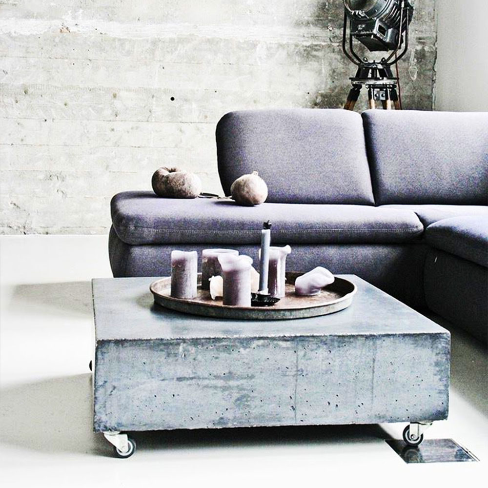 concrete block coffee table on casters